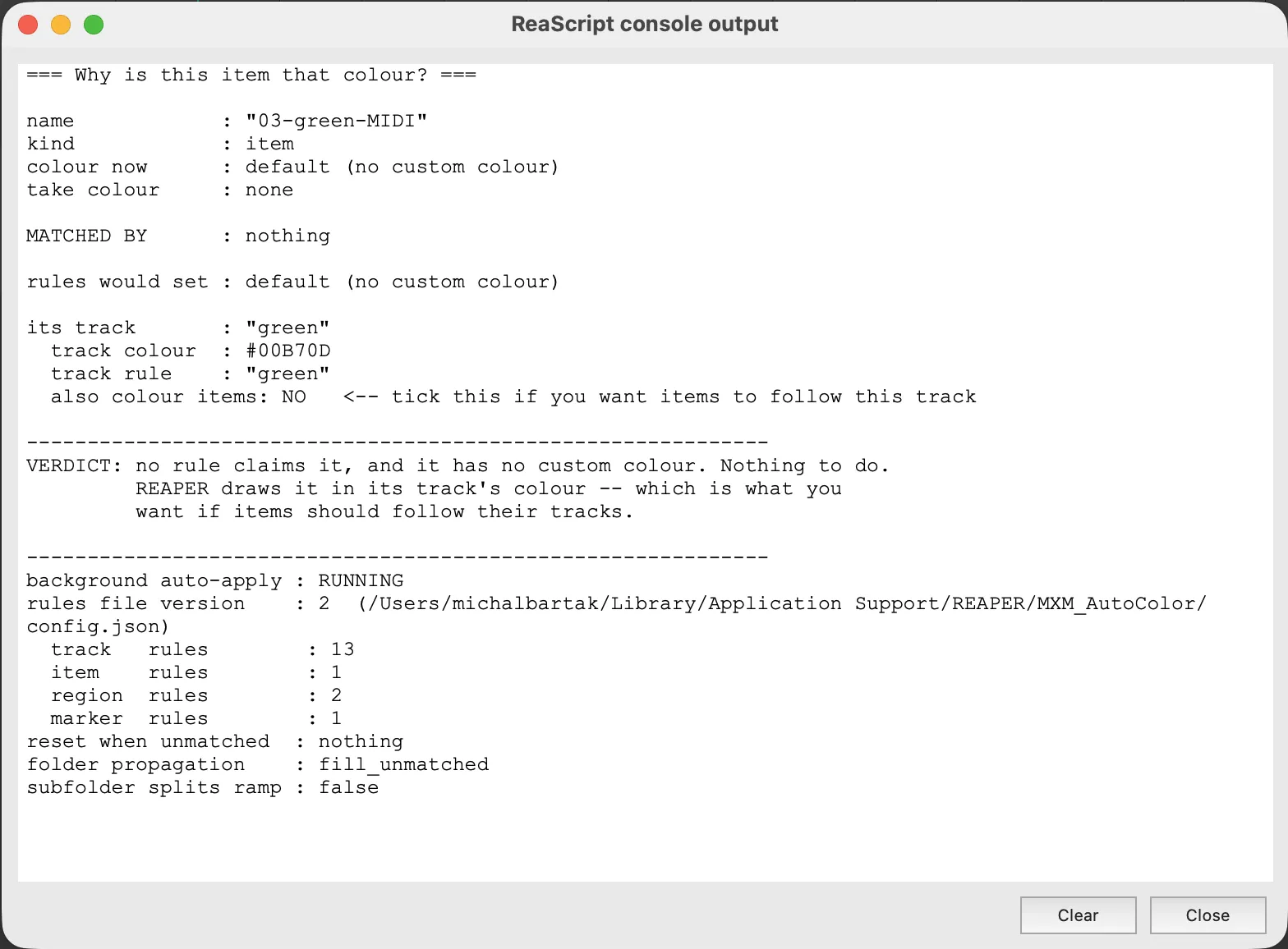 WhyThisColour output