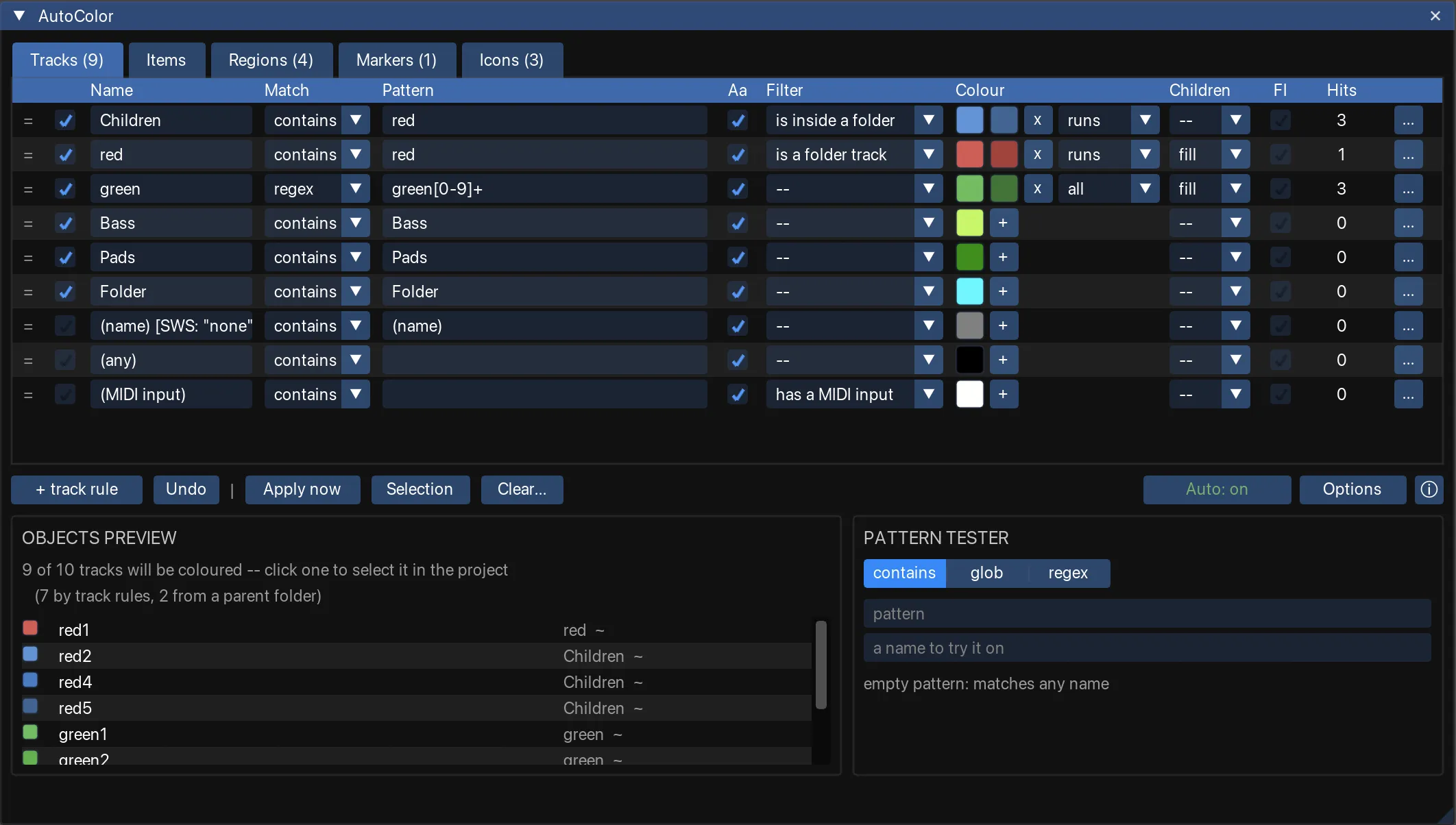The configuration window