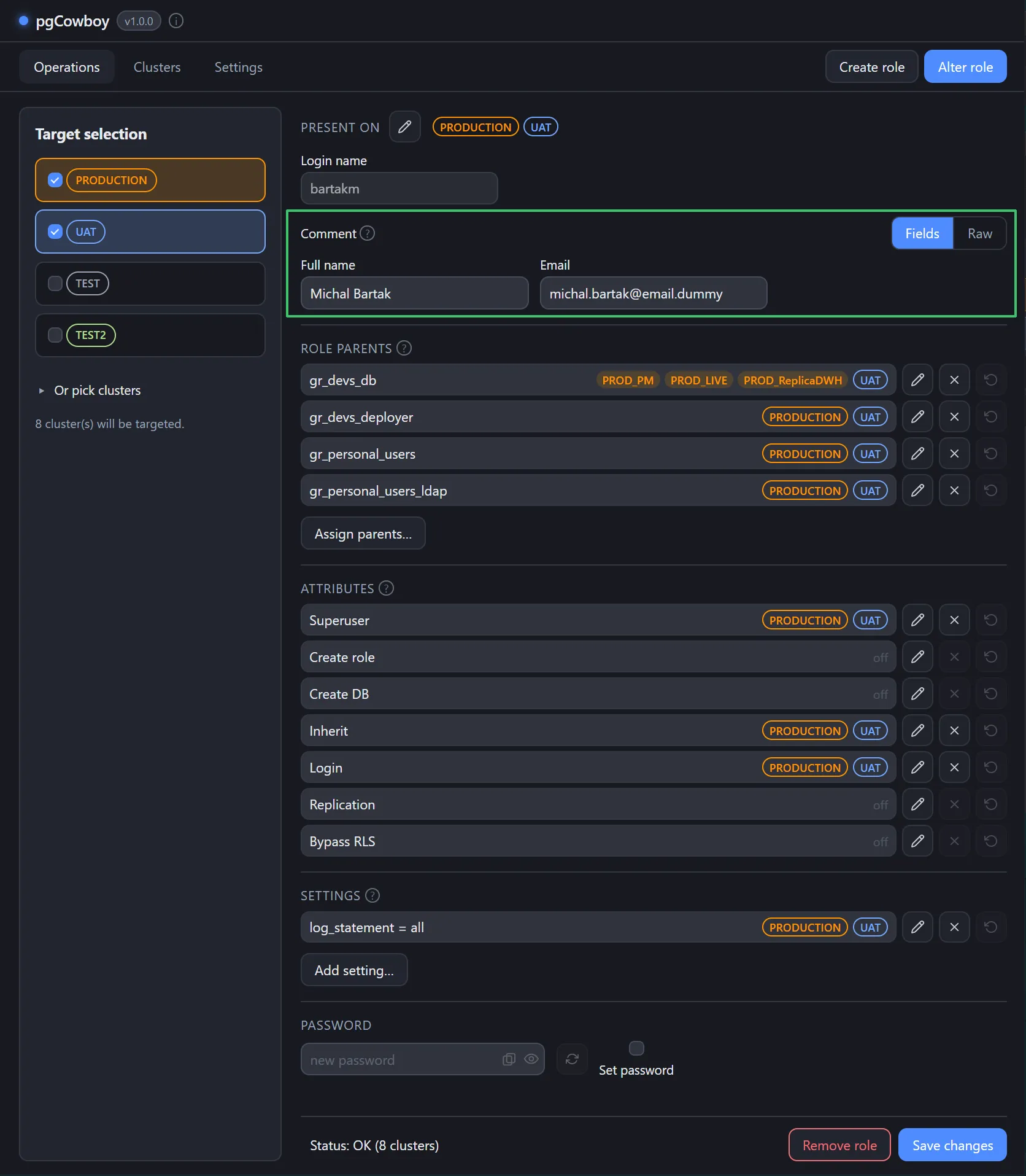 Comment editor, Fields view