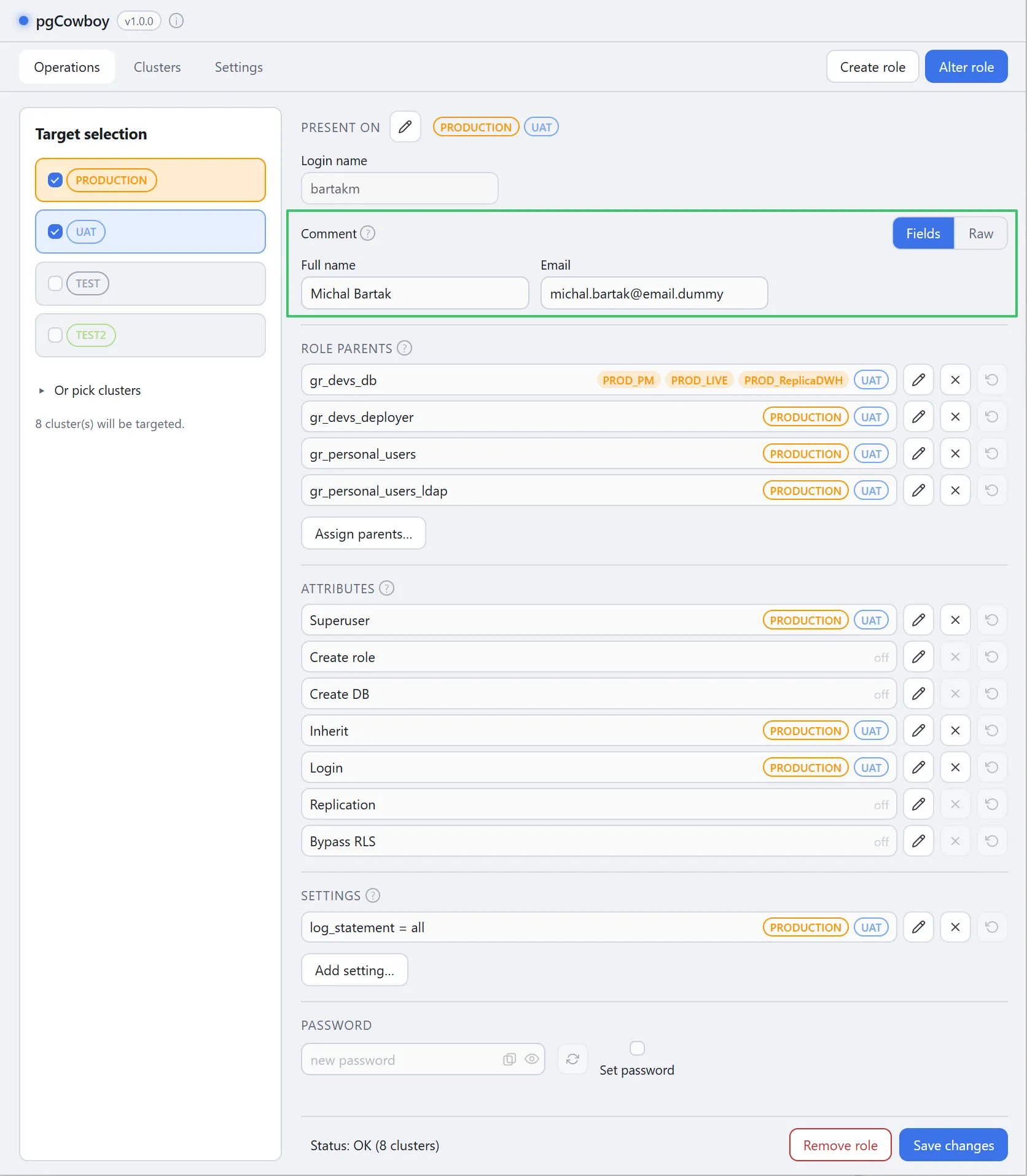 Comment editor, Fields view