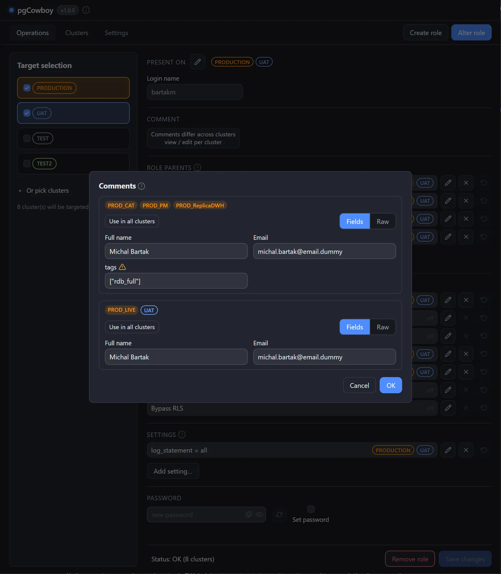 Comments dialog