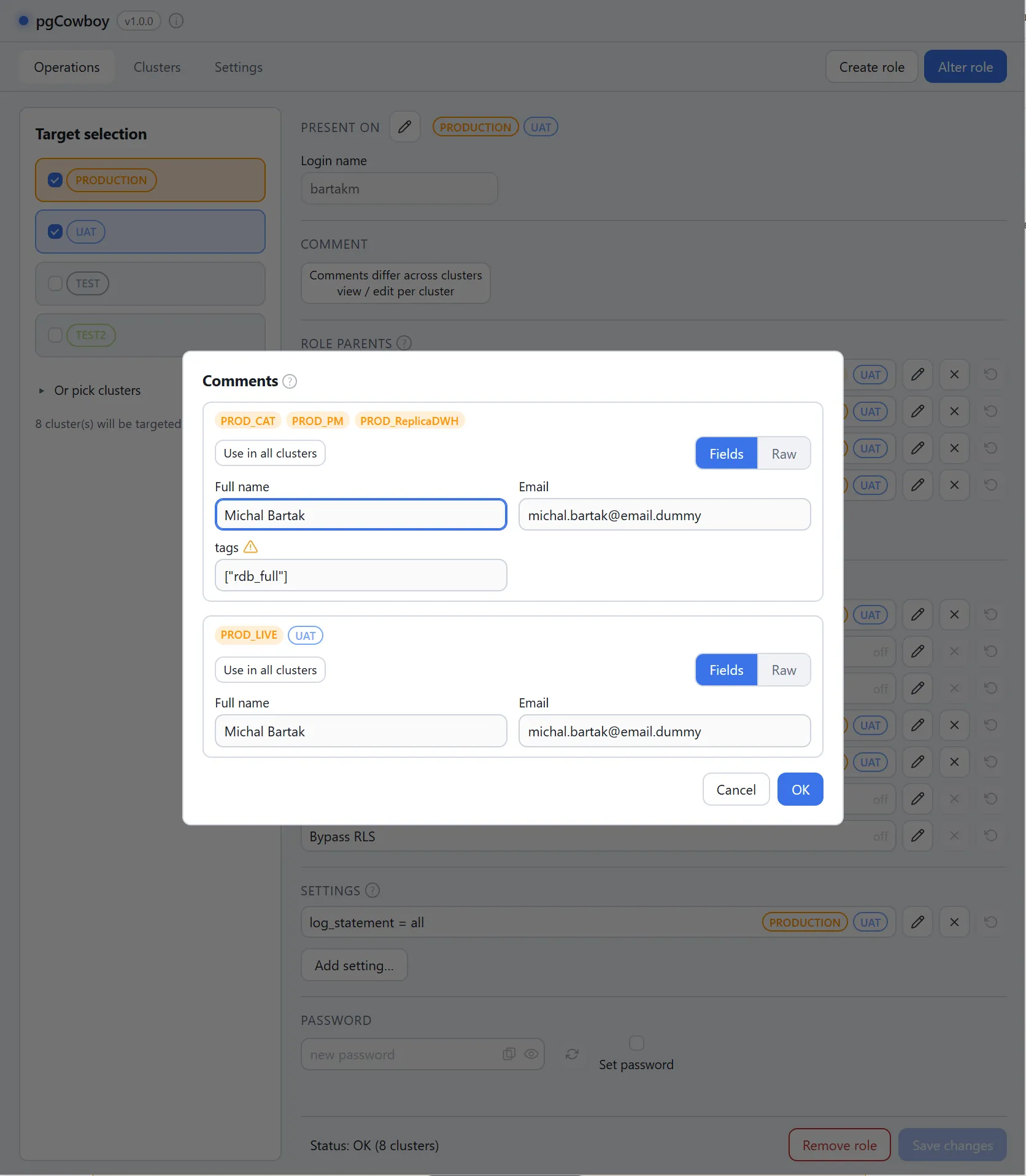 Comments dialog