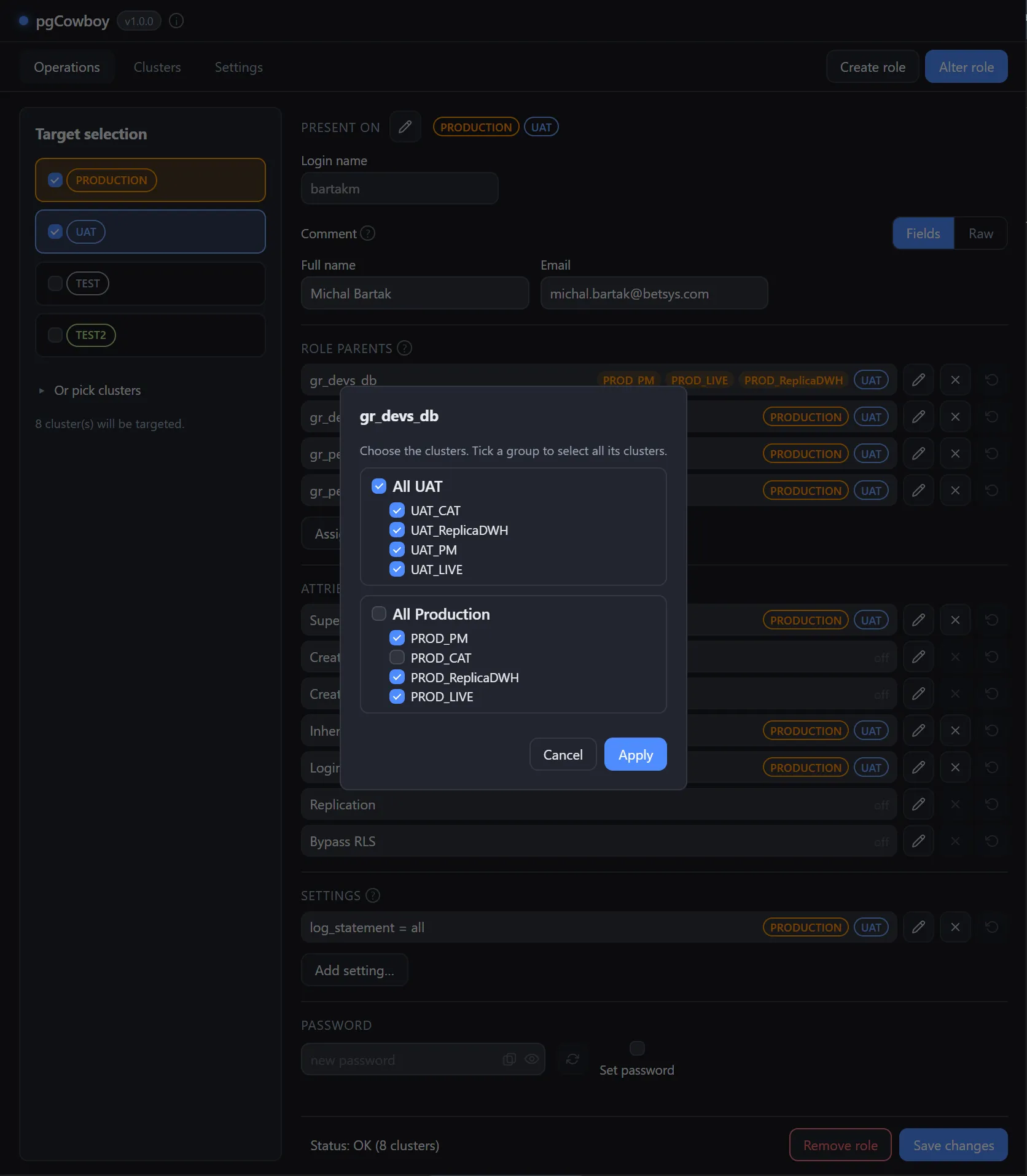 Per-cluster editor