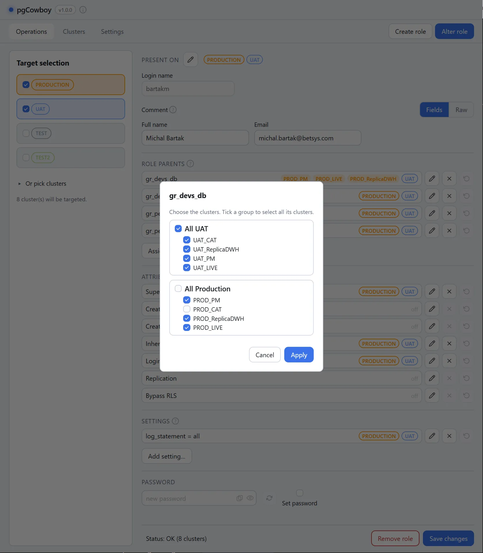 Per-cluster editor