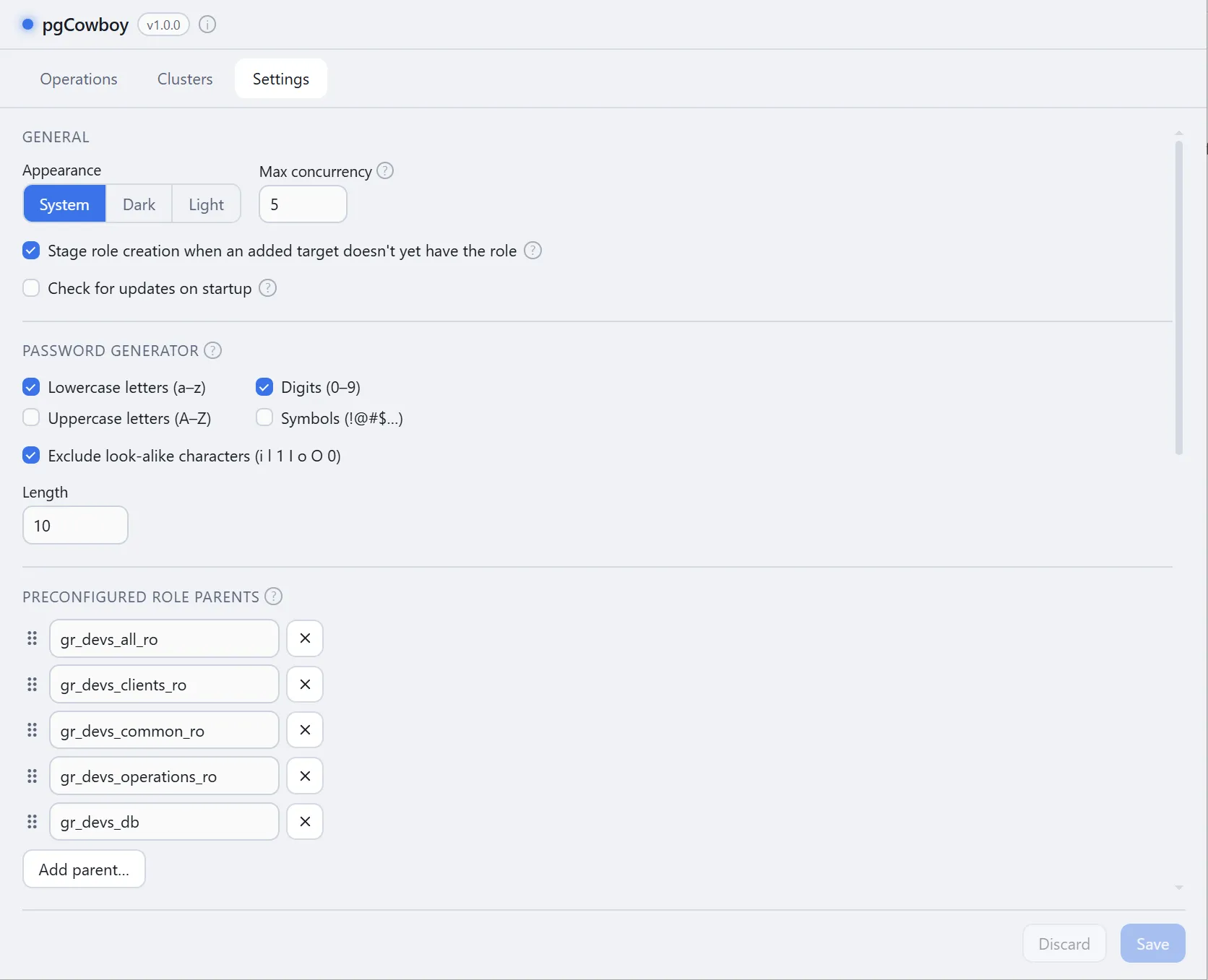 Settings overview