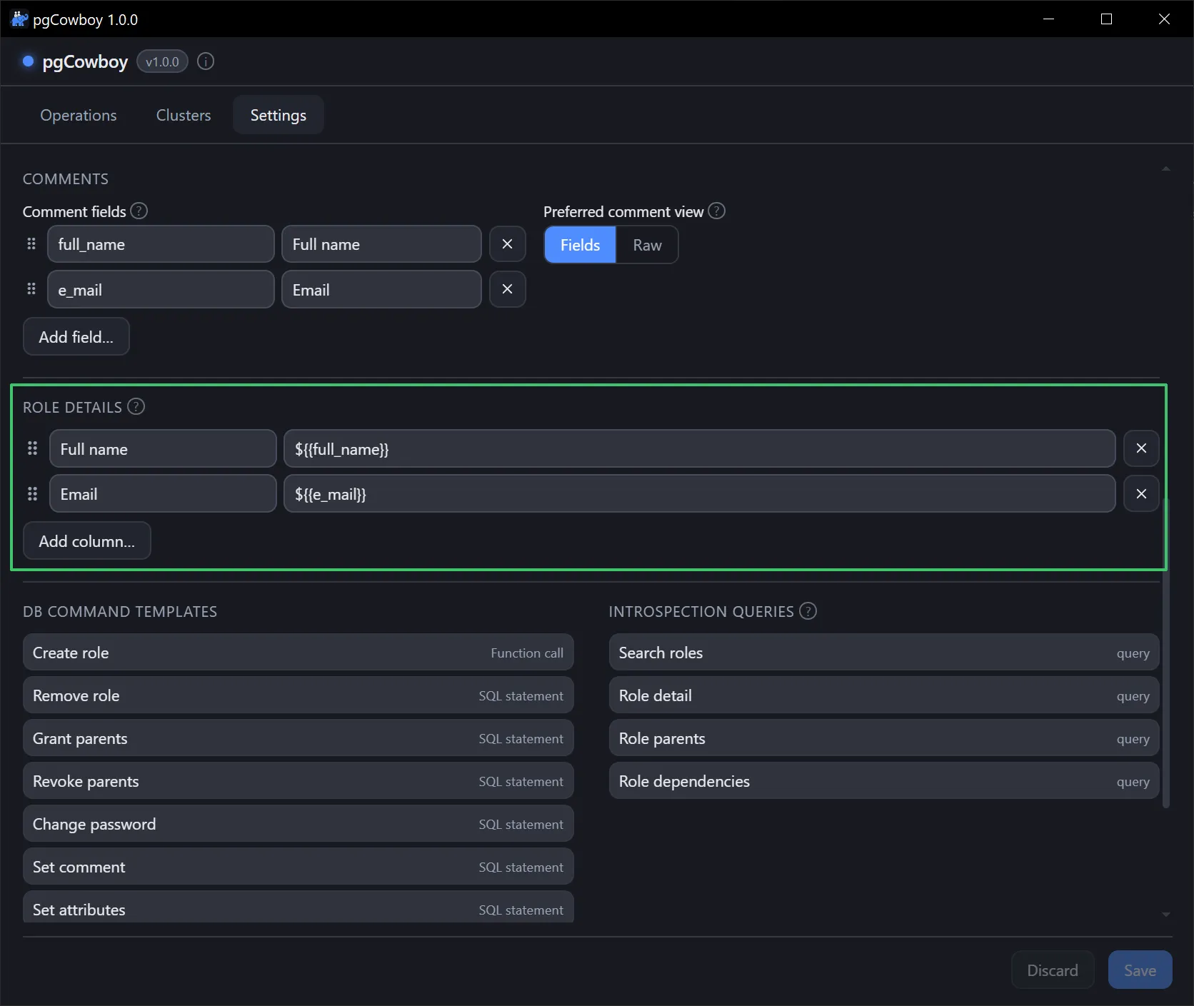 Settings → Role Details