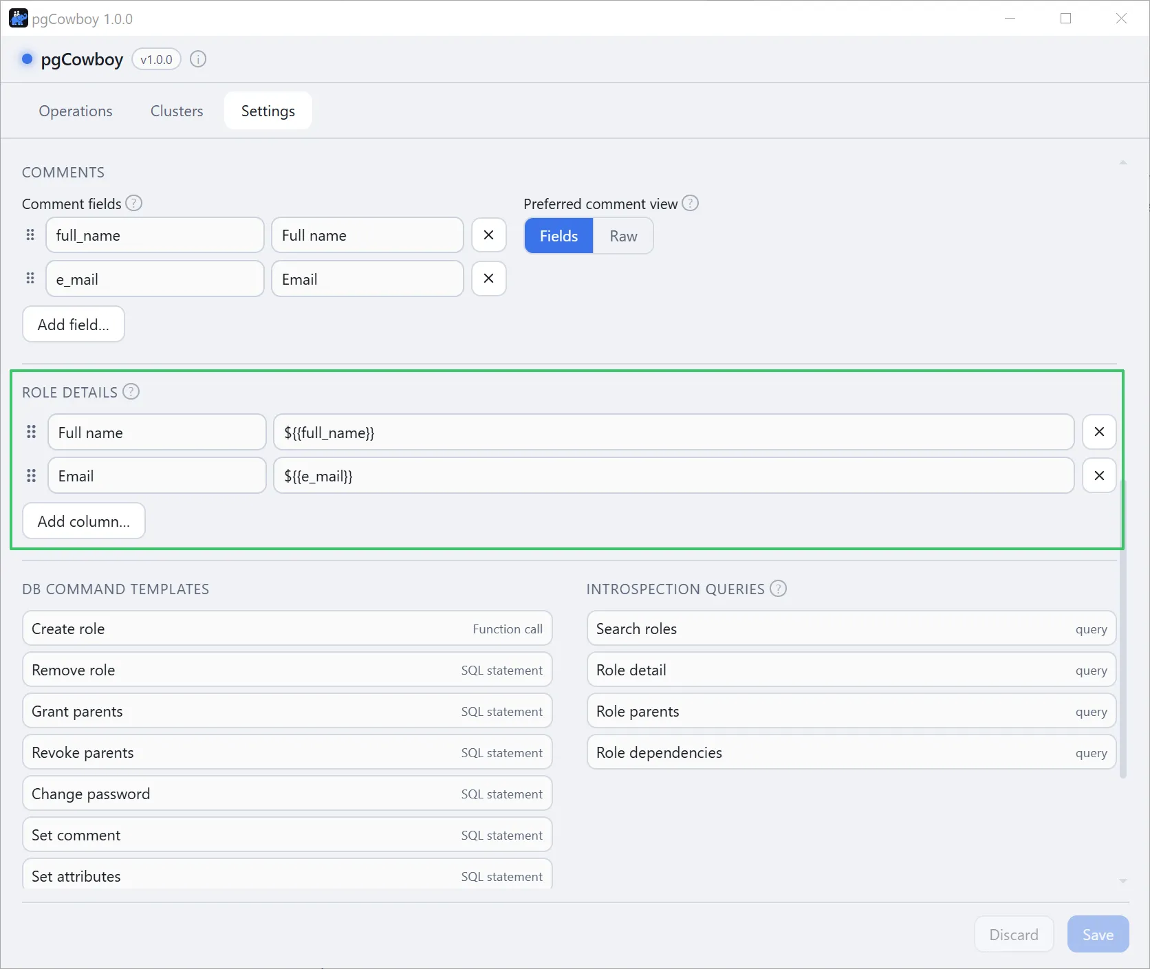 Settings → Role Details