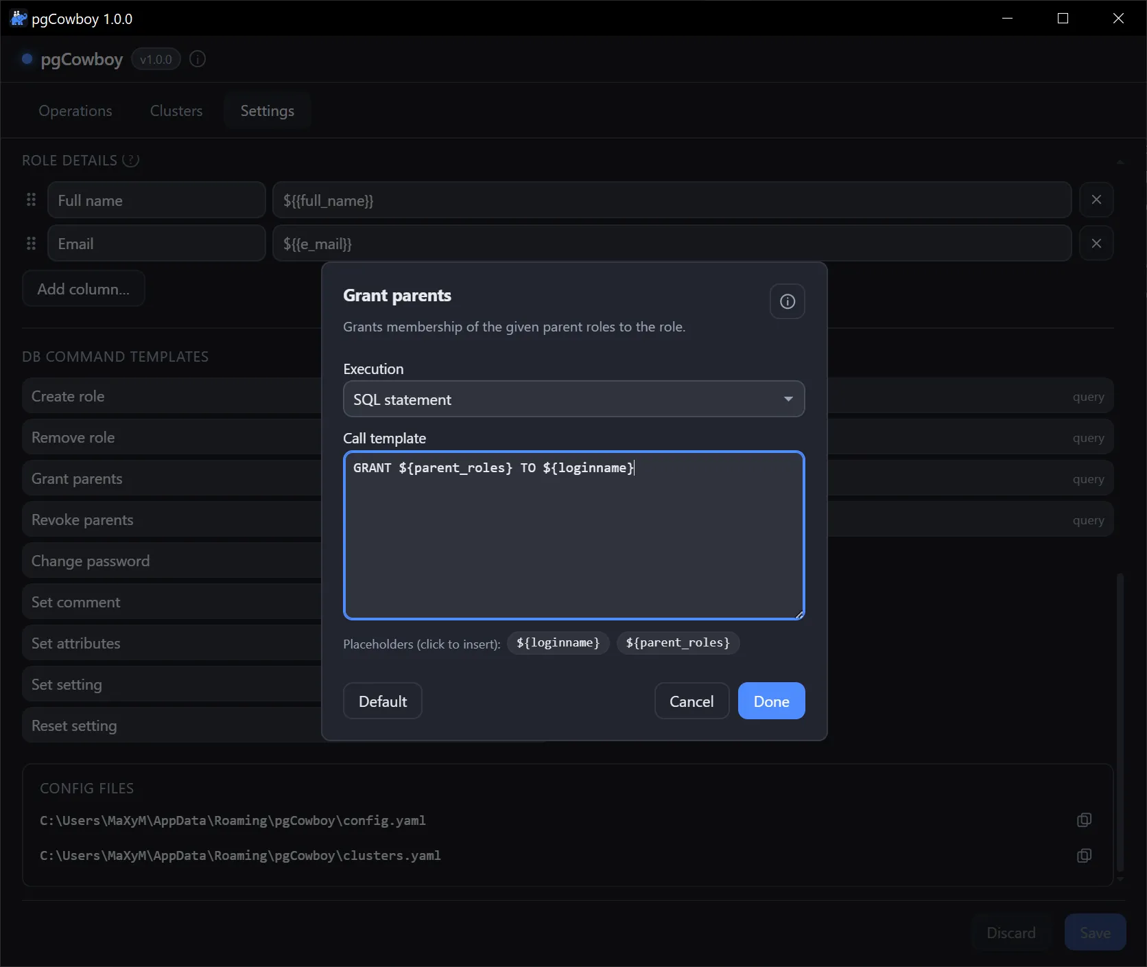Template editor