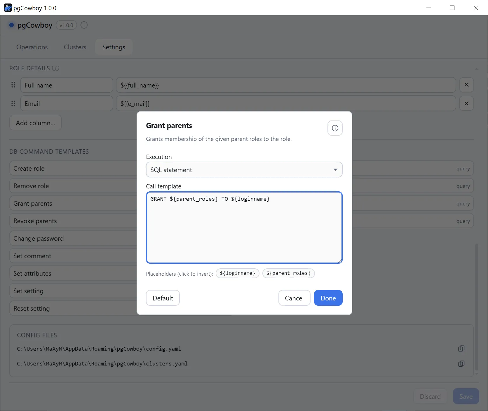Template editor
